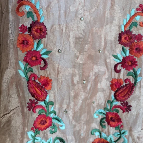 Agha Noor Embroidered Peach Tunic Dress - Picture 7 of 10
